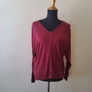 XCVI Wearables Long Sleeve Hi-Low Tunic Jersey Knit Top Size S Red